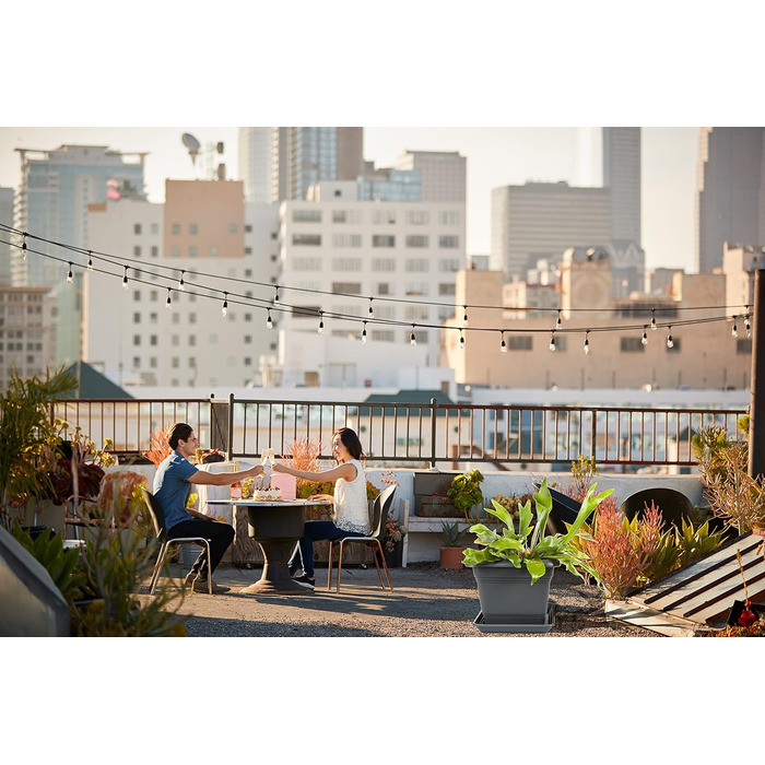 Набір з 4 рослинних горщиків XXL, 48 см, антрацит, великі пластикові квіткові горщики, вуличні горщики, стійкі до ультрафіолету, морозостійкі, зроблені в Німеччині, з дренажним блюдцем.