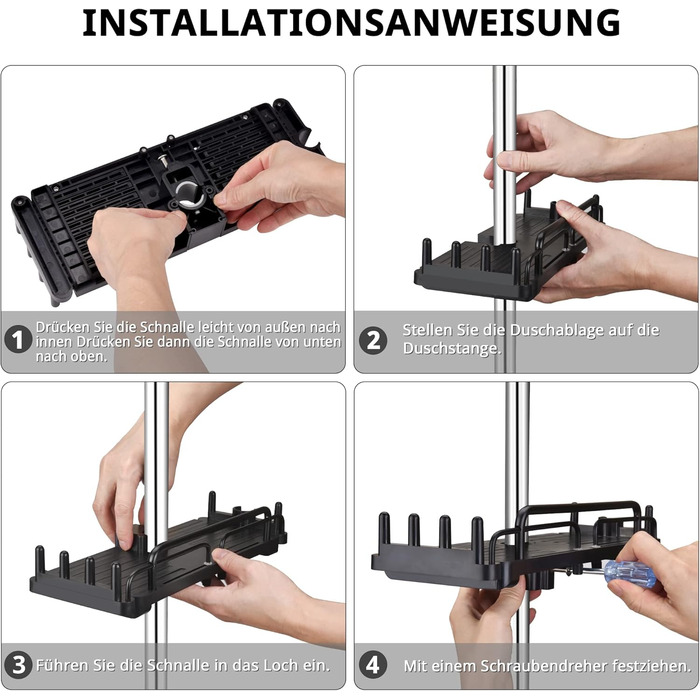 Душова полиця LOLYPOT без свердління телескопічна 32-48см, Душова полиця для підвісного органайзера для ванної кімнати, Душова пол
