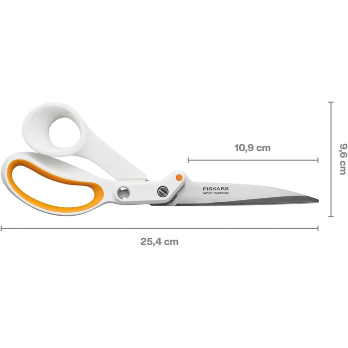 Універсальні ножиці Fiskars Razor Edge, довжина 21 см, лезо з нержавіючої сталі/пластикові ручки, білий/помаранчевий, підсилювач, 1005223 (універсальні ножиці 24 см НОВИНКА)