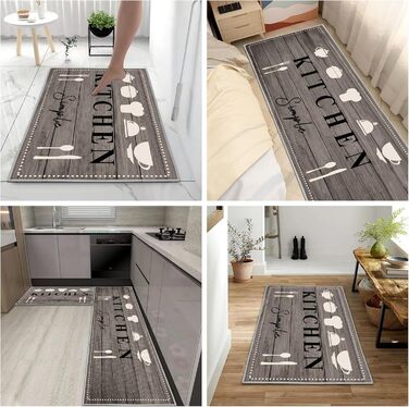 Кухонні килимки, нековзні кухонні килимки, 2 шт., килимок для підлоги, що миється, комплект кухонних килимків з розсувними наклейками, зручний, легкий у догляді, пилонепроникний килимок для кухні (Kitchenware-B, 40x6040x120 см) 40 x 120 см (прямокутний) K