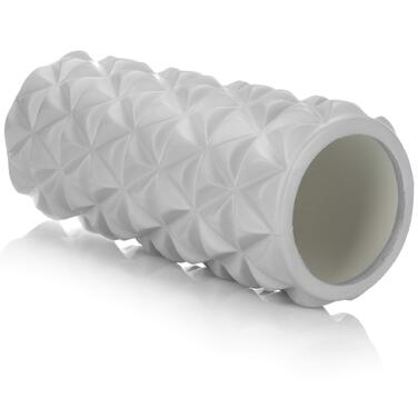 Ролер для йоги COM-FOUR, стимулюючий ролик для фасцій - сприяє кровообігу та розслабленню після роботи, фітнесу, йоги, тренувань та спорту (сірий)