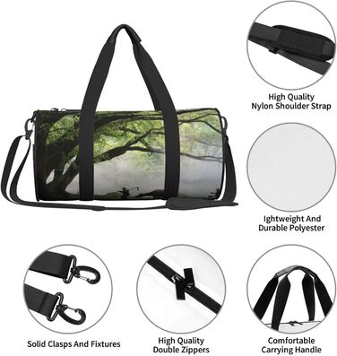 Спортивна сумка, дорожня сумка, дизайн старе дерево, тварини, пейзажний принт, сумка на нічліг, чорна, універсальний розмір, дорожня сумка