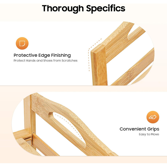 Бамбукова полиця для взуття, 4 яруси, місце для зберігання взуття, взуттєва шафа, окремостояча полиця, полиця для ванної кімнати, кухонна полиця, дерев&39яна полиця з ручкою для кухні, балкону, коридору та офісу, 60x25x67 см