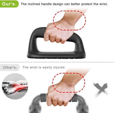 Ручки для віджимань Kipika, перекладина для віджимань з м&39якого пластику, протиковзка підкладка знизу, силове обладнання для тренування м&39язів, комплект з 2 шт. чорного кольору