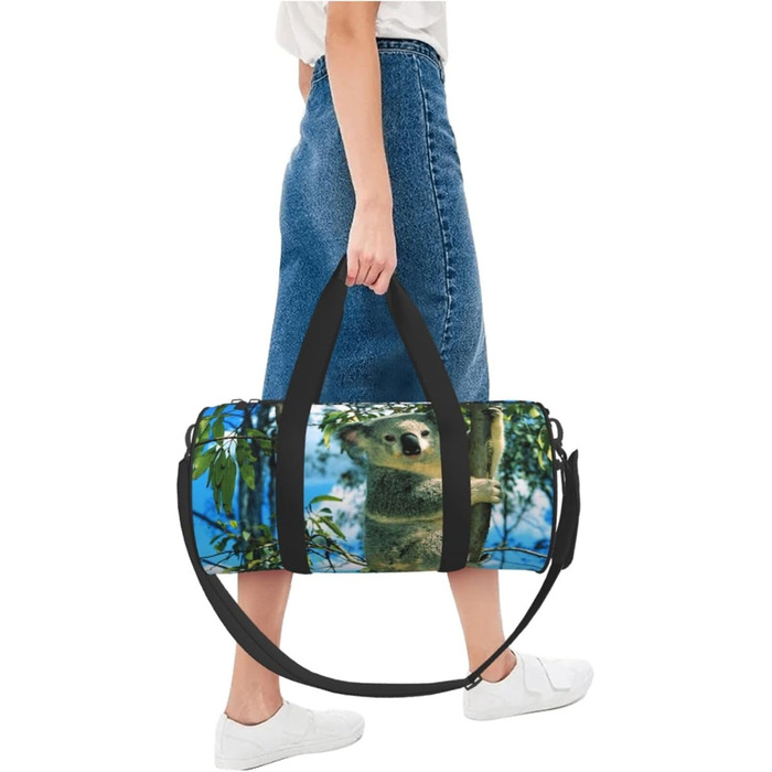 Спортивна сумка, дорожня сумка, принт Ведмідь, малюнок Коала, сумка для подорожей на ніч, Чорний колір, універсальний розмір, дорожня сумка