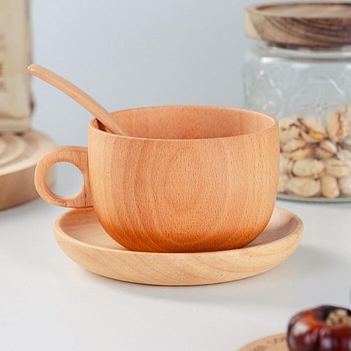 Дерев&39яна чашка для кави Generico, посуд з натурального дерева, 290 мл, з ложкою, чашки та блюдця для кави, для гольфу, подвір&39я, балкону, саду, парку, будинку, пікніка, кемпінгу, вечірки, віскі