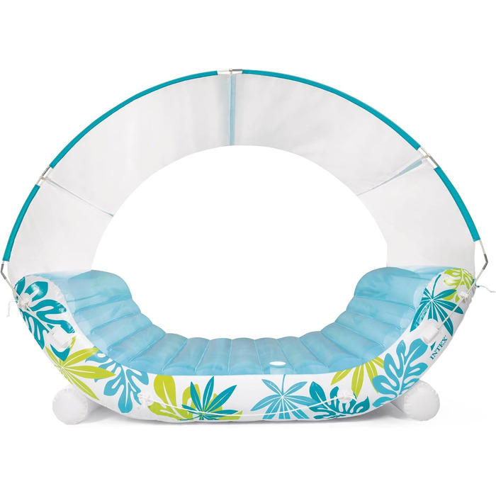 Надувний матрац для відпочинку &quotТропічний&quot зі знімним сонцезахисним тентом, ПВХ, синій, 224x150x165 см, 56294EU -