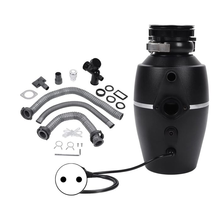 Безперервна подача сміття, безшумний, нержавіюча сталь, 1300 мл, корпус ABS, водостічна труба, сміттєвідвідведення, 3800 об/хв, 1 к.с., для кухні (вилка ЄС)