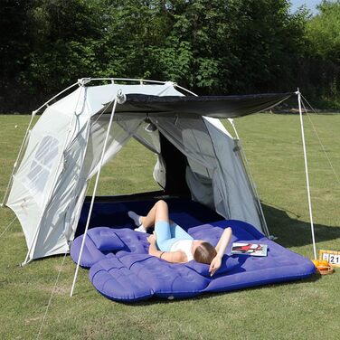 Надувний матрац Vinteky для позашляховика, мінівена, розкладне ліжко з насосом та 2 подушками для автомобіля, відпочинку, подорожей, кемпінгу, басейну, парку, пляжу (синій)