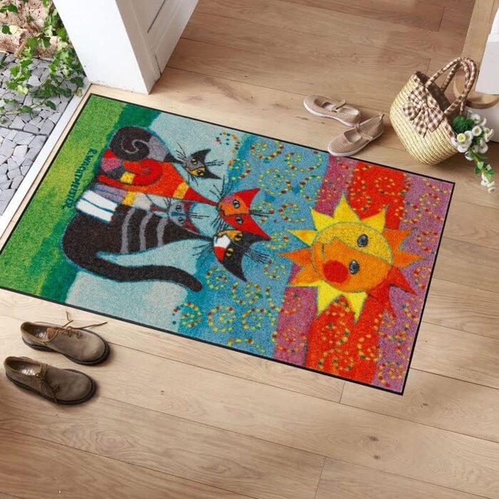 Килимок Salonloewe Rosina Wachtmeister Momenti 75x120 см, кішки, різнокольоровий, придатний для прання, 75 x 120 см (прямокутний)