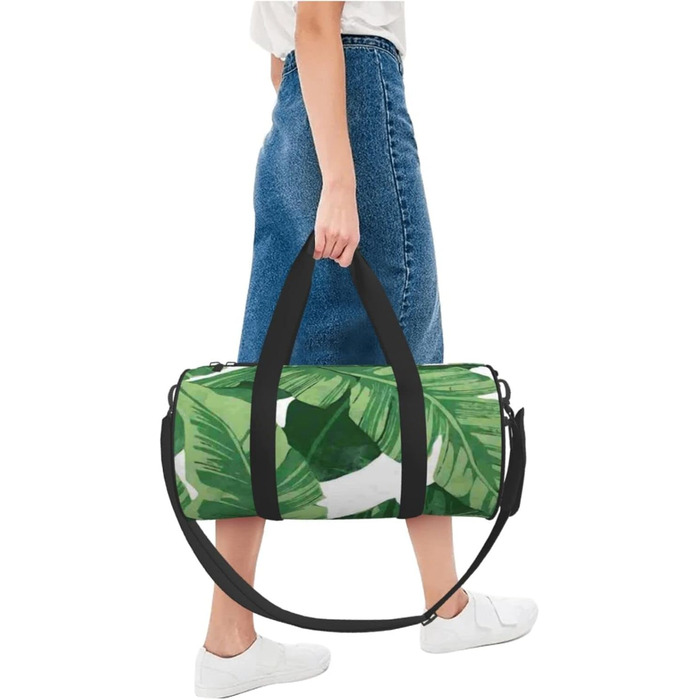 Дорожня сумка з дизайном черепа, кругла, великої місткості, легка та міцна, чудовий подарунок для походів, відпустки, ділових поїздок та іншого. Стильні зелені пальмові листки. Універсальний розмір.