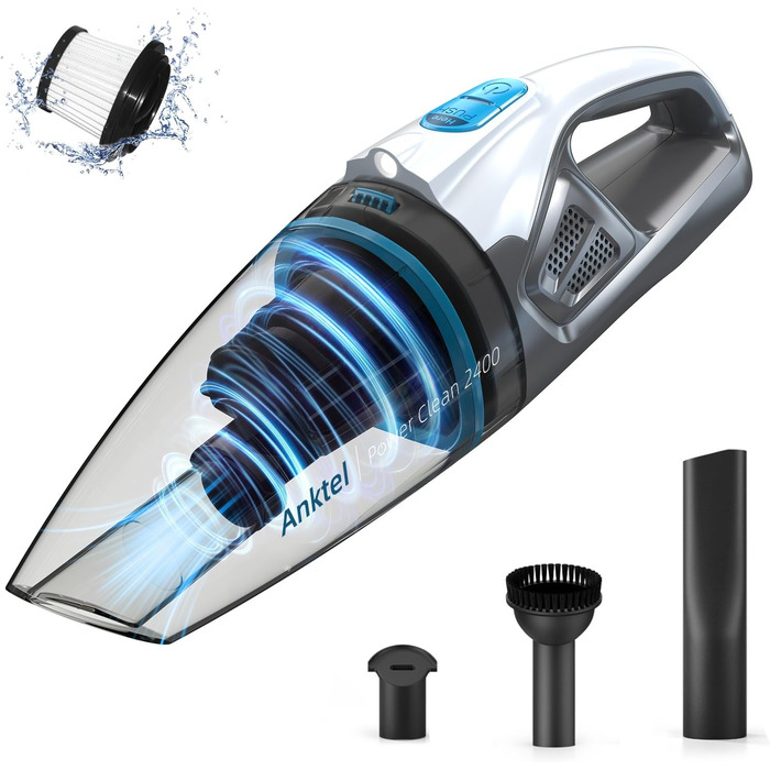 Ручний пилосос Anktel 9000Pa зі світлодіодним підсвічуванням Ручний пилосос акумуляторний для вологого та сухого прибирання з миюч