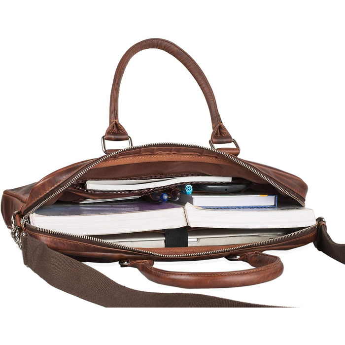 Сумка через плече шкіряна вінтажна велика сумка через плече елегантна сумочка для офісу ділової роботи ноутбук 13.3 дюйма портфель