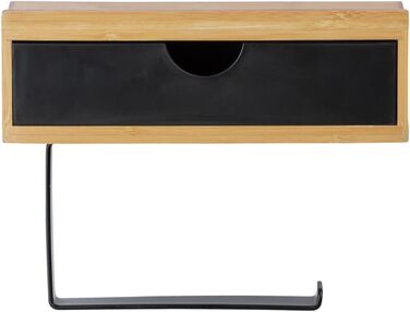 Тримач для рушників WENKO Mod. Bambusa з бамбуковою полицею та шухлядою, вкл. кріпильний матеріал, натуральний/чорний Одномісний