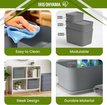 Набір із 3 пластикових коробок для зберігання з кришками, що не зачіпаються, штабелюються, для кухні, ванної кімнати, спальні, гардеробної, офісу, міцна та довговічна організація, SNL-S 6 л / Набір із 3 коробок