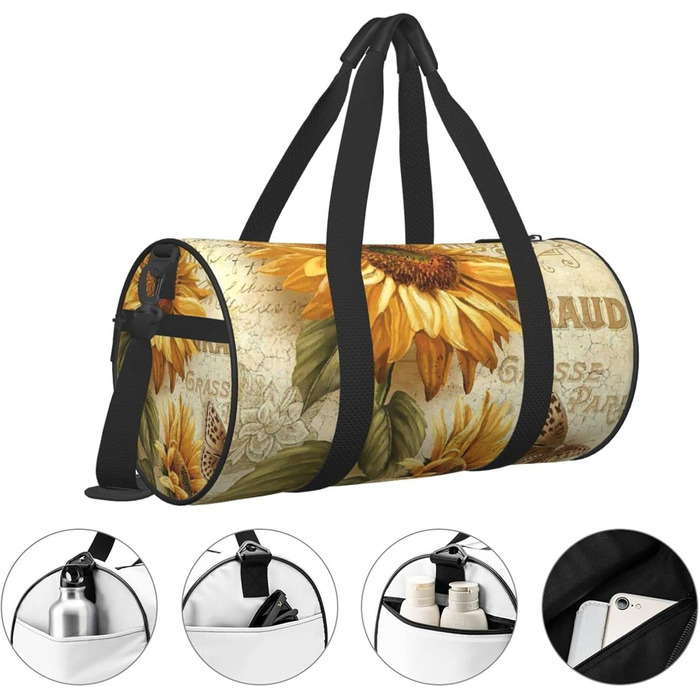 Вінтажна спортивна сумка-мішок з соняшниками для чоловіків та жінок, дорожня сумка, сумка для тренувань