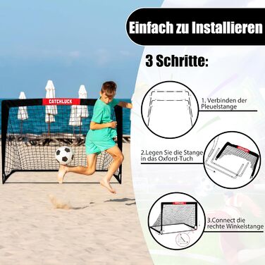 Набір дитячих футбольних воріт, 2 шт., садові футбольні ворота, вуличні футбольні ворота з сумкою для перенесення, чорні - 120x90x90