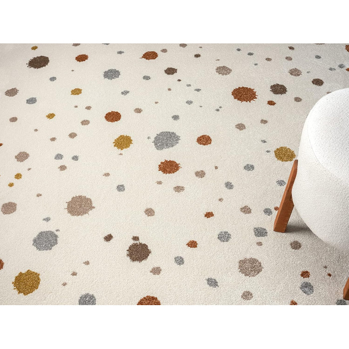 Килим Beat Kids Modern м'який дитячий килим, м'який ворс, простий у догляді, стійкий до кольору, малюнок в крапку, кремовий, 120 x