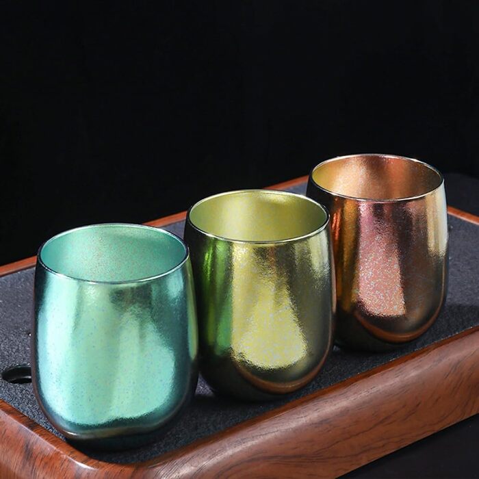 Титанова чашка для пиття з подвійними стінками, ізольована, місткістю 240 мл, для кемпінгу, пікніків та домашнього використання, рожева, жовта, зелена, синя, фіолетова