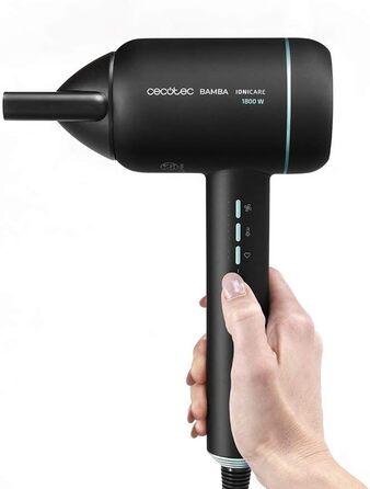 Фен для волосся Cecotec IoniCare 6000 RockStar Essence Bamba, 2200 Вт, цифровий двигун, іонізація, 5 температурних режимів, з дифузором та концентратором, кабель 1,8 м (6000 RockStar Ice)