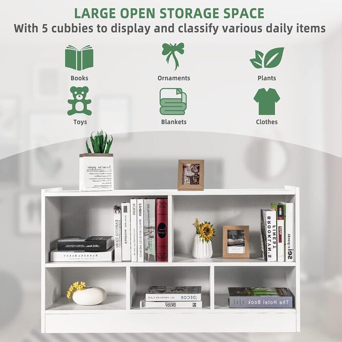 Дерев&39яна дитяча полиця DREAMADE, книжкова шафа для зберігання іграшок для дітей, полиця для іграшок для дитячої кімнати, ігрової кімнати та дитячого садка, 111 x 30 x 61,5 см (біла)