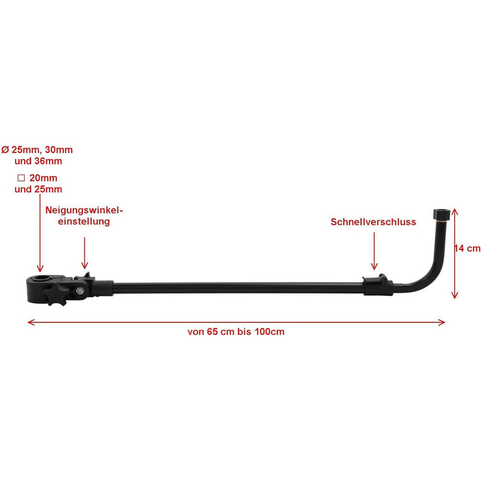 Підставка для годівниці MIKADO 65-100 см телескопічна для ніжок 25-36 мм та 20-25 мм, алюмінієва, чорна, рибальське спорядження, риболовля