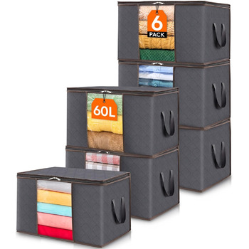 Мішок для зберігання Lifewit з 6 частин, коробка для зберігання з кришкою, органайзер для гардеробу, складні коробки для зберіганн