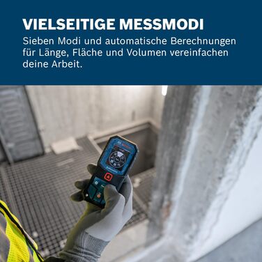 Лазерний далекомір Bosch Professional GLM 40-31 (IP 65, ударостійкий корпус, 7 режимів вимірювання, автообчислення довжини/площі/об'єму, яскравий кольоровий дисплей, сумісність з Li-Ion акумулятором)