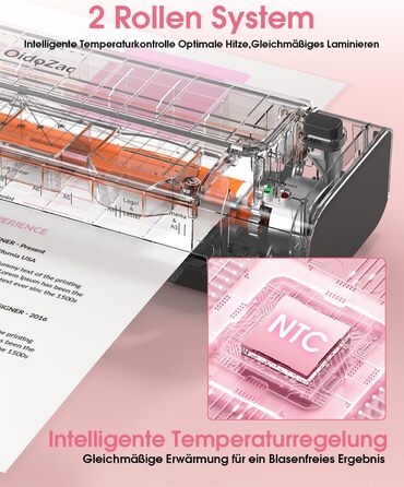 Дюймовий ламінатор A3/A4 з 20 пакетами для ламінування, гарячий та холодний ламінатор, ABS-пластик із захистом від застрягання, 10-в-1 ламінатор з різаком, тримером та закруглювачем кутів для офісу, школи та дому (шовково-червоно-сріблястий), 13-