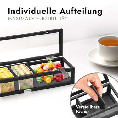 Органайзер для чайних пакетиків Amara Home & Living для шухляди, шафи, кухні та комори (на 75 чайних пакетиків) - Прозорі чайні коробки для зберігання - Коробка для зберігання як чайна скриня, контейнер для чаю та чайна полиця