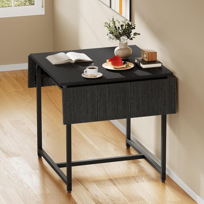 Розкладний обідній стіл YITAHOME, розсувний відкидний стіл з тримачем для зберігання та 4 регульованими ніжками, для 2-6 осіб, 120 x 78 x 75 см, чорний