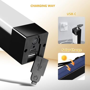 Сонячний кемпінговий ліхтар Phonar, портативний надяскравий світлодіодний ліхтарик, час роботи 6-8 годин, зарядний пристрій USB-C, електронний ліхтар для використання на свіжому повітрі, походів та читання