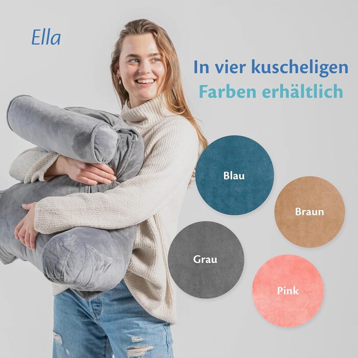 Подушка для читання Ella для ліжка та дивана зі знімним валиком для шиї - Подушка для спини ліжка - Подушка для читання з піни з ефектом пам&39яті з підлокітником, ідеально підходить для читання, перегляду телевізора, відпочинку або як підтримка спини - с