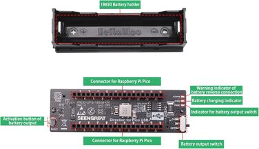 Модуль безперебійного живлення SEENGREAT для Raspberry Pi Pico, джерело безперебійного живлення, підтримує Pico під час заряджання та контролює робочий стан батареї через мікросхему INA219 з інтерфейсом I2C