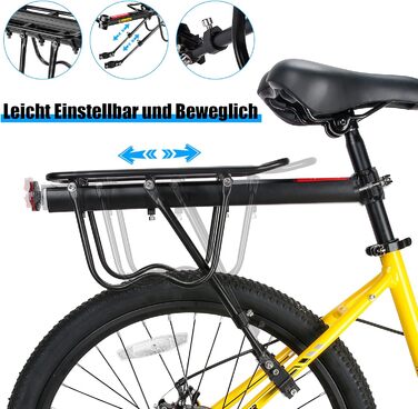 Багажник для гірського велосипеда West Biking - Стабільний багажник для велосипеда Міцний багажник для гірського велосипеда Алюмінієвий багажник для велосипеда, легкий монтаж Задній багажник для велосипеда Максимальне навантаження 50 кг Чорний