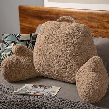 Пухнаста подушка для читання з шерпа-флісу з підлокітниками для сидіння в ліжку, читання, ігор, перегляду телевізора, поперекової підтримки, м&39якої подушки, підставки для дивана, підтримки спини, валика для шиї 68x36 см, кава