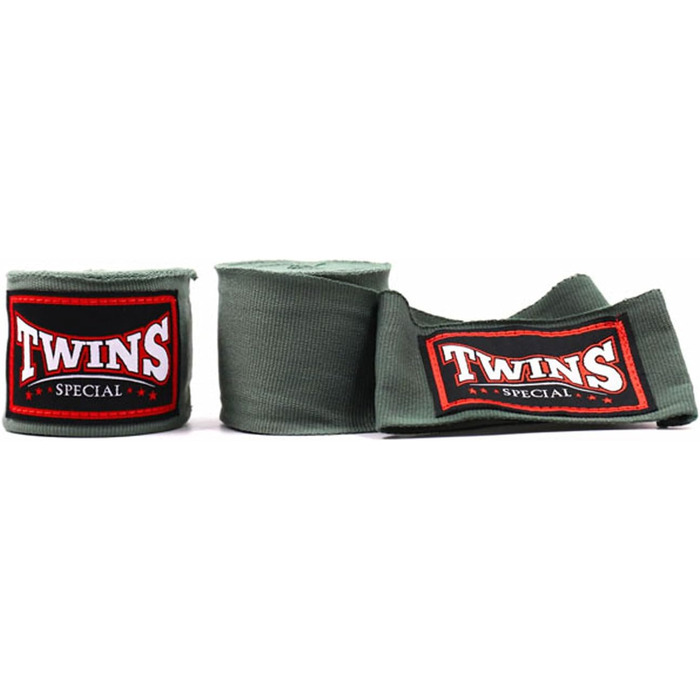 Еластичні бавовняні бинтки для рук TWINS SPECIAL CH5, однотонні, для муай-тай, боксу, кікбоксингу або ММА, оливково-зелені