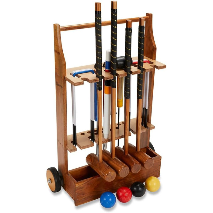 Набір для гри в крокет високої якості bergames для 4 осіб з екологічно чистої деревини з відповідним візком