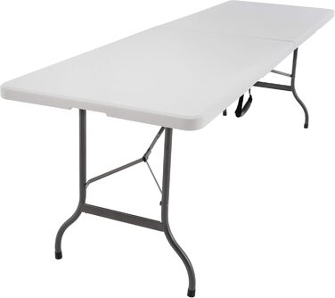 Розкладний стіл Nexos Trading XXL, кемпінговий стіл, 240 x 70 см, для кейтерингу, складаний, білий, стіл для вечірок, ручки для перенесення, обідній стіл, фуршетний стіл, всепогодний, до 150 кг, стійкий, приблизно 15 кг, до 10 осіб