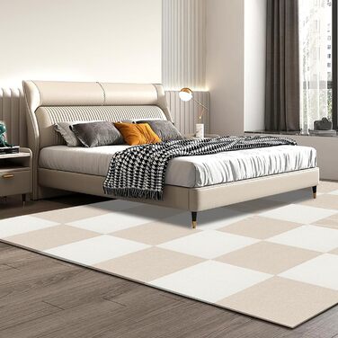 Килимових плиток, 30x30 см, самоклеюче голковолокнисте покриття для підлоги, самоклеюча антистатична стрічка, нековзний латекс, тихий, килим у квадратну смужку для офісного та комерційного використання (бежевий), 10