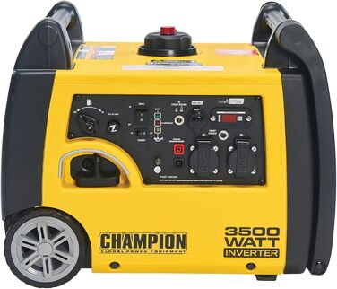 Мобільна генераторна установка Champion Power Equipment бензин (3100 Вт, портативний інвертор, генератор, ультратихий, з інтегрованою ручкою та колісною парою, ідеально підходить для активного відпочинку кемпінгу) 73001i-E-EU, жовтий