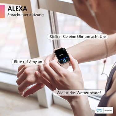 Жіночий смарт-годинник із функцією телефону, вбудованою Alexa, фітнес-годинник 1,8 дюйма з монітором серцевого ритму, SpO2, сну, стресу, понад 100 спортивних режимів, водонепроникний годинник IP68 для Android та iOS (рожевий)