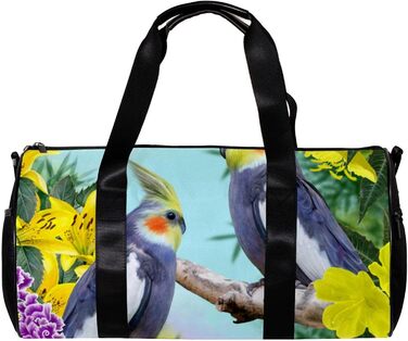 Спортивна сумка, маленька дорожня сумка, сумка для шопінгу та йоги, сумка з принтом Птах, Квіти, Папуга, сумка для фітнесу на відкритому повітрі, ручна поклажа