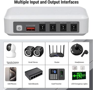 Міні UPS Джерело безперебійного живлення 6000mAh DC 5V/9V/12V для охоронних систем, роутерів, модемів та камер відеоспостереження (Європейська вилка)