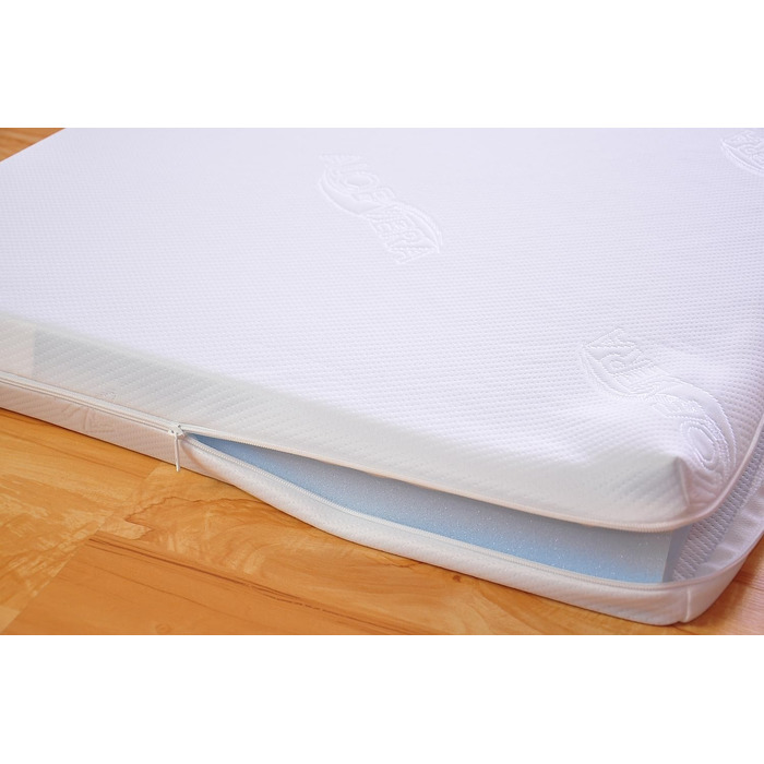 Дитяче ліжечко Marsell, дитяче ліжко, ліжечко для малюків з матрацом з піни алое вера, регульовані поручні для прорізування зубів, біле, трансформується в дитяче ліжко