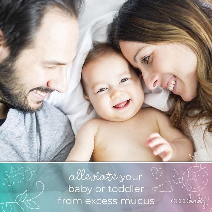 Дитячий назальний аспіратор OCCObaby - безпечний гігієнічний і швидкий пристрій для чищення носа, що працює від батарейок, із 3 ро