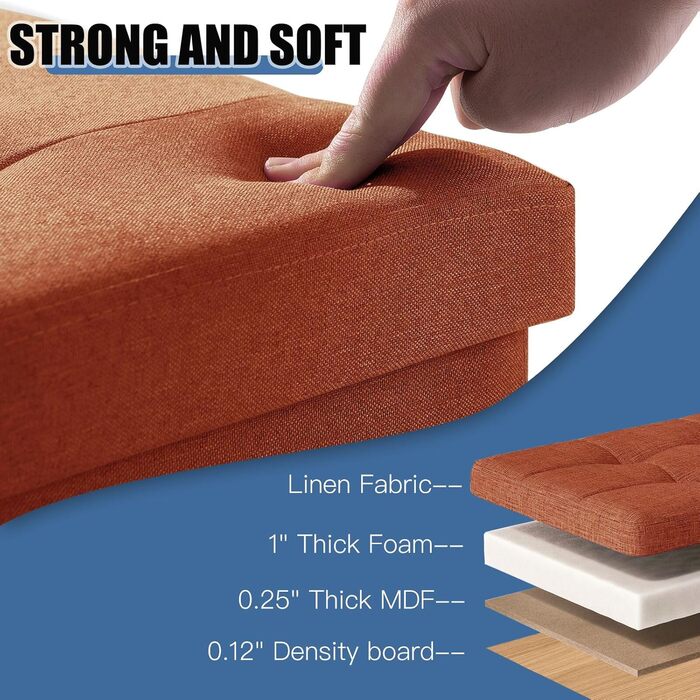 Пуф для зберігання BRIAN & DANY з кришкою, дерев&39яні ніжки, 38 x 38 x 38 см, помаранчевий 38Г x 38Ш x 38В см помаранчевий