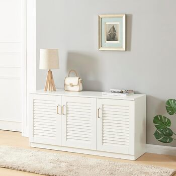 Взуттєва шафа Løten, полиця для взуття з 3 дверцятами та 6 полицями, відділення для взуття, 125 x 36 x 62 см, вміщує до 12 пар взуття, біла, 125 x 36 x 62 см