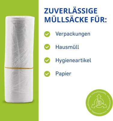 Рулонів у картонній коробці, кожен містить 50 мішків для сміття (2000 штук), 20 літрів, надзвичайно міцні та стабільні, 450x540 мм, товщина 8 мкм, прозорі, 50 шт. (упаковка по 40 шт. ), 40
