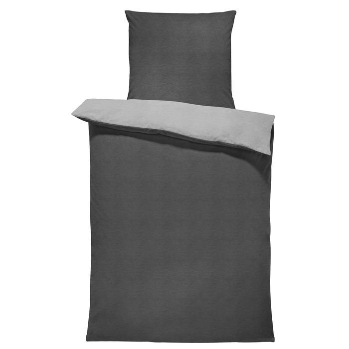 Постільна білизна one-home Jersey, затишні м&39які бавовняні підковдри на блискавці, розмір 135x200 см, колір меланжовий сірий 135x200 см меланжовий сірий